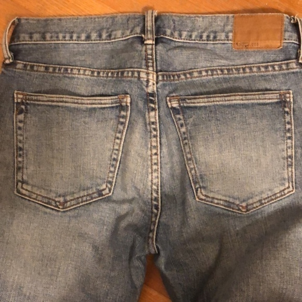 Gap 1969 medium wash raw hem high waist distressed Skinny jeans size 28 - Picture 11 of 14